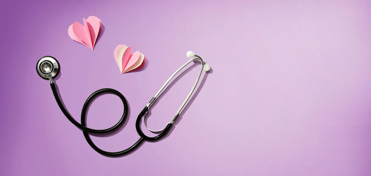 Medical Worker Appreciation Theme With Hearts And A Stethoscope