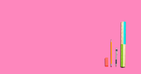 School and office stationery supplies from above