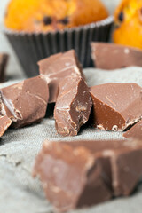 close-up of chocolate cupcake