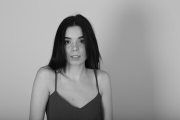 Naklejka premium Black and white portrait of beautiful woman