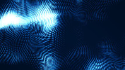 Dot white blue wave light screen gradient texture background. Abstract  technology big data digital background. 3d rendering.