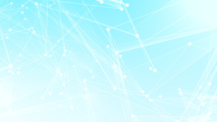 Abstract blue white polygon tech network with connect technology background. Abstract dots and lines texture background. 3d rendering.