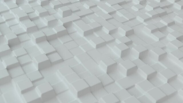 Abstract background with white grid smooth squares. Cell structure surface. Modern background template for documents, reports and presentations. Seamless loop 3d animation of 4K