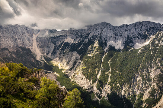 Storm clouds above mountain landscape