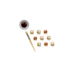 Vector of sushi rolls on white background
