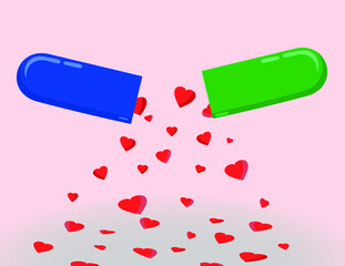 Pill with hearts
