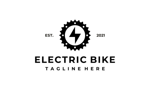 electric gear bike mechanical engineering logo design template