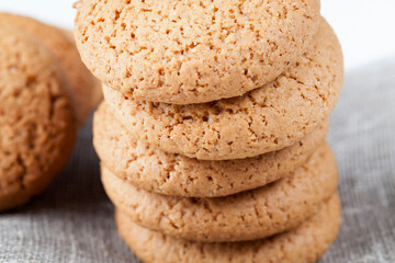 hard cookies baked with oatmeal and wheat flour