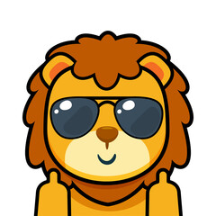 a lion with middle finger. Isolated Vector illustration