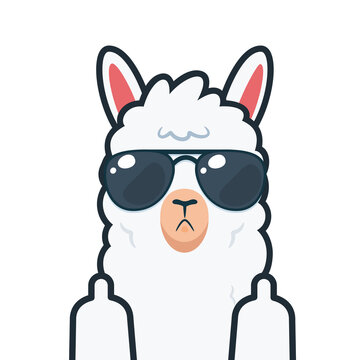 The Llama with middle finger. Isolated Vector illustration