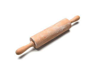 Wooden rolling pin on white background