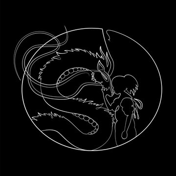 Line Art - Anime Dragon