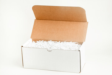 Open White Rectangular Cardboard Packaging Box
