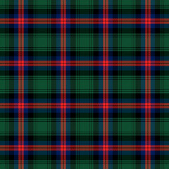 Tartan plaid. Scottish pattern in red, green and black cage. Scottish cage. Traditional Scottish checkered background. Seamless fabric texture. Vector illustration