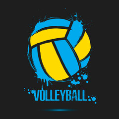 Volleyball ball icon. Abstract voolleyball ball for design logo, emblem, label, banner. Volleyball template on isolated background. Grunge style. Vector illustration