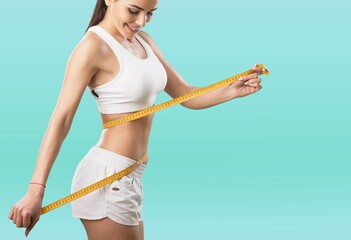 Weight loss concept. Woman with measuring tape