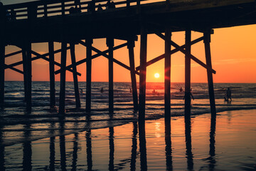 Sunset Under the Pier, Newport Beach, California