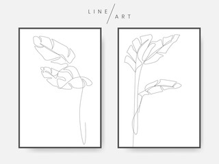 Banana leaves line art