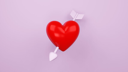 red hearts , Valentine's day concept , 3D rendering
