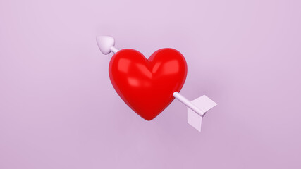 red hearts , Valentine's day concept , 3D rendering