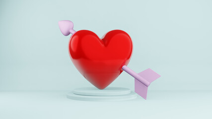 red hearts , Valentine's day concept , 3D rendering