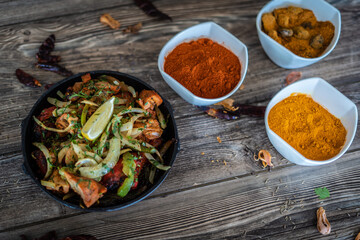 Indian kebab platter in sizzling plate