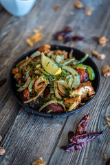 Indian kebab platter in sizzling plate