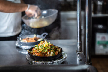 Indian kebab platter in sizzling plate