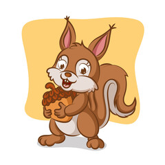 The squirrel is holding the nut for eating in the day