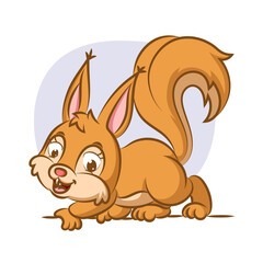 The squirrel is crawling with his foot in the branch