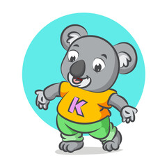 The koala is wearing the yellow shirt is welcoming the people