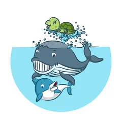 Draagtas De walvis en de haai spelen samen met de groene schildpad © HERMANTO