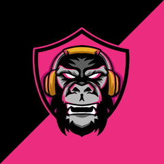 gorilla esport mascot logo illustration