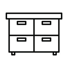 table with shelf icon, home interior vector