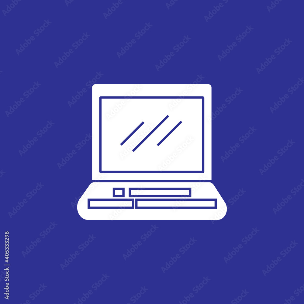 Poster laptop icon with solid style. blank screen notebook device vector illustration