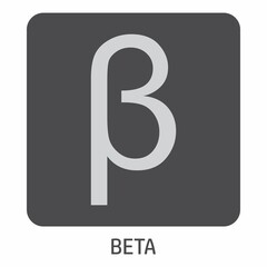 Beta greek letter icon on dark box