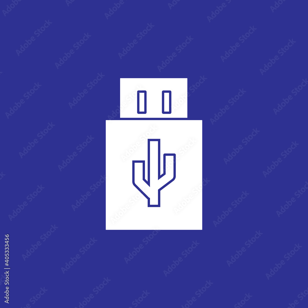 Poster usb data storage solid style icon vector illustration