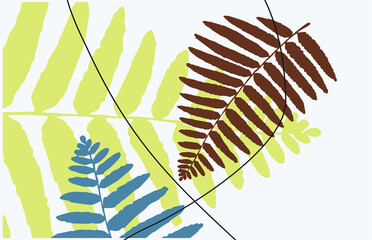 Drawing of foliage line art with abstract shapes.
Abstract Plant Art Designs for prints, covers, wallpapers,  Wall art is minimal and natural. Vector illustration