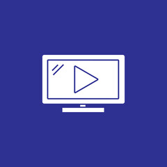 video play flat solid icon for movie streaming, social media or online course vector illustration