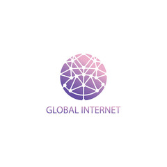 internet circle logo illustration global outline design vector template element color