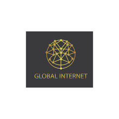 internet circle logo illustration global outline design vector template