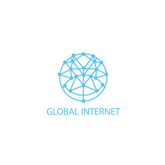 internet circle logo illustration global outline design vector template element color