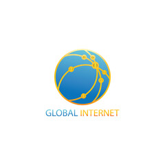 internet logo circle outline color illustration globe design template vector