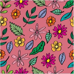 Fototapeta premium Seamless pattern with flowers and plants. Floral decorative.