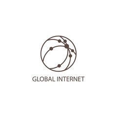 internet circle logo illustration global outline design vector template