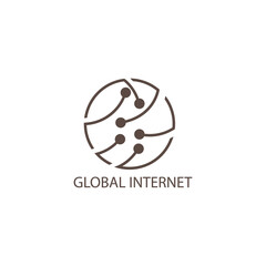 internet circle logo illustration global outline design vector template