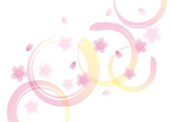 桜の花と円の和風背景