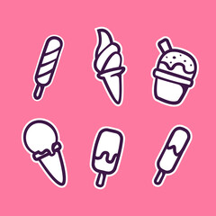 Ice cream set doodle vector icon sticker hand drawing style vector illustration