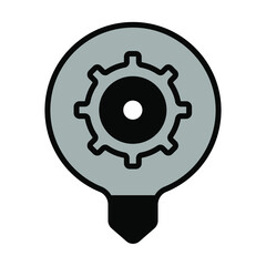 light bulb gear icon vector