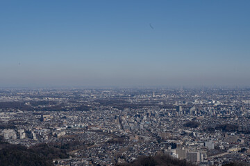 City scape of West Tokyo seen from Mt. Takao